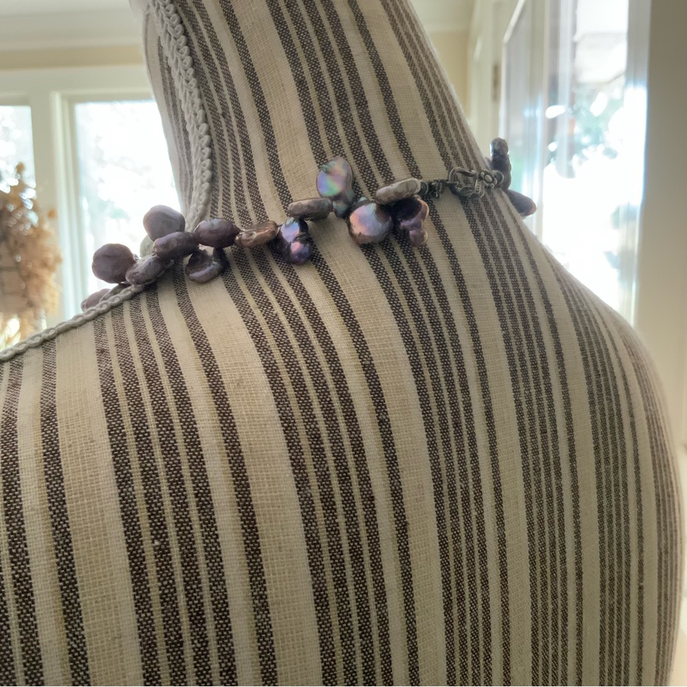 Peacock Purple Baroque Pearl Short Chunky Necklace Iridescent OOAK Rare Tahitian - Picture 11 of 16